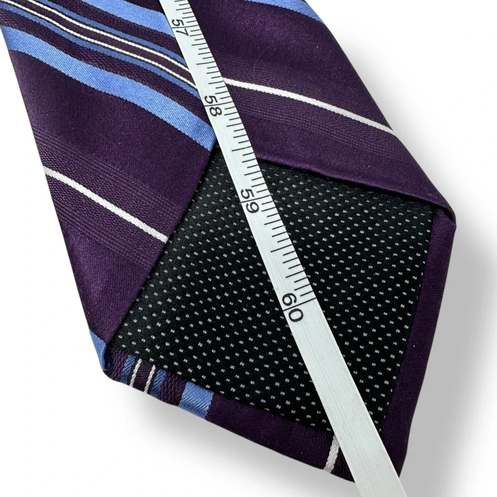 MICHAEL KORS Purple‎ Blue White Diagonal Striped 100% Silk 60
